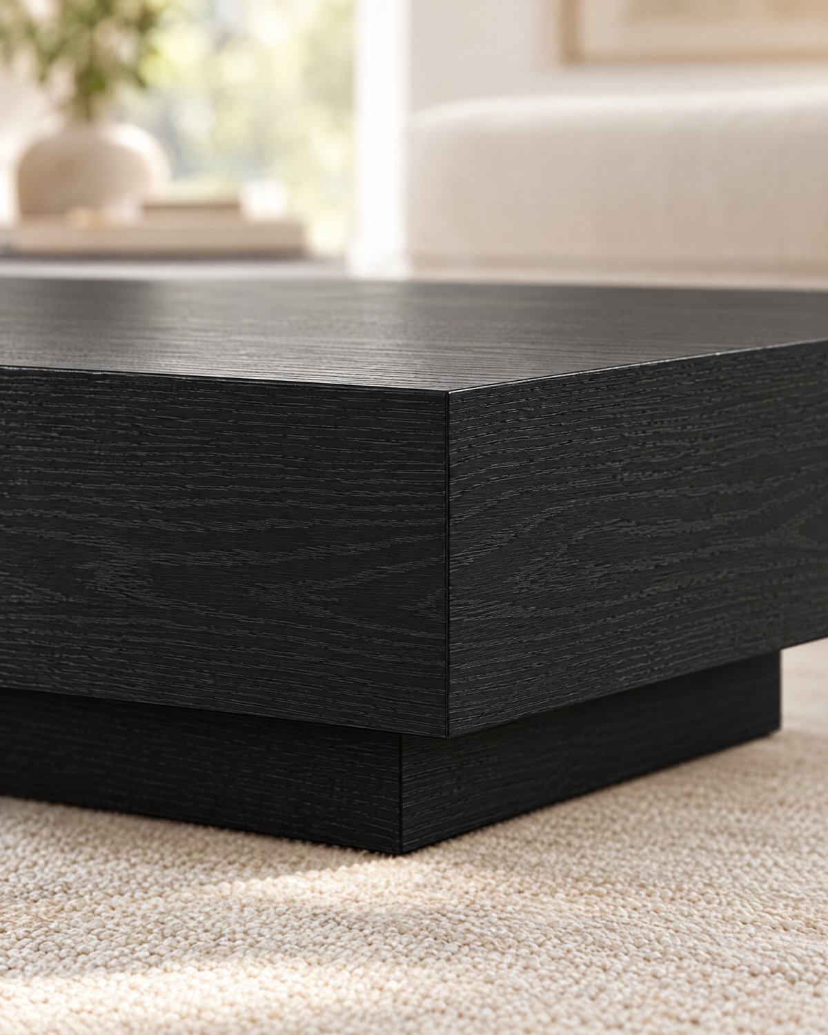 Table basse carrée décor chêne noir 100 - détail
