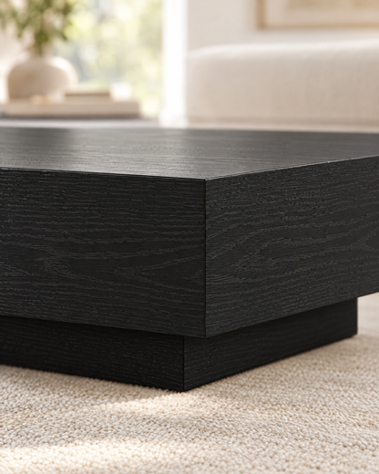 Table basse carrée décor chêne noir 100 - détail