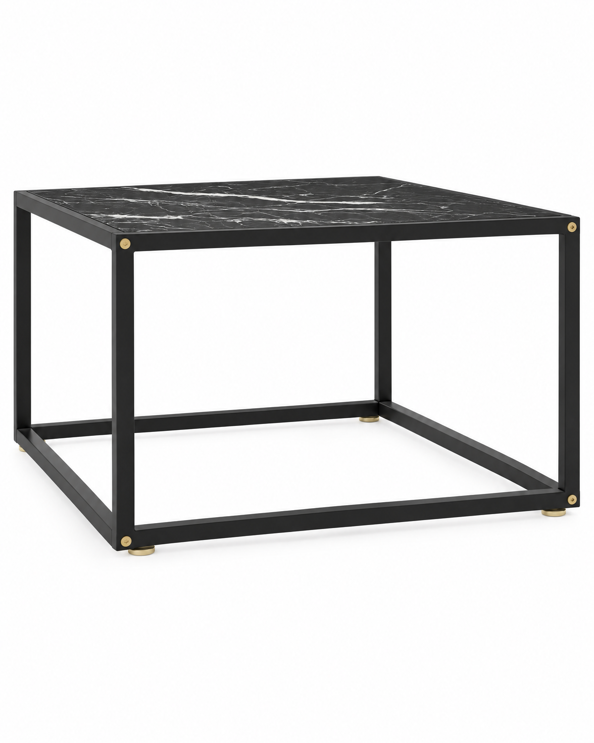 Table basse verre décor marbre noir 60 - packshot
