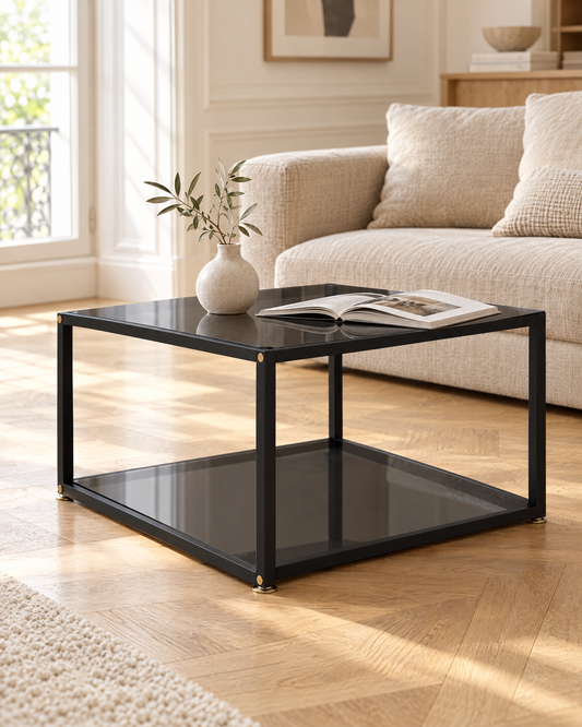 Table basse verre noir uni 60 - salon