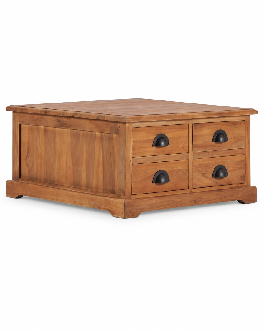 Table basse teck 68 tiroirs - packshot