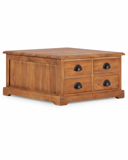 Table basse teck 68 tiroirs - packshot