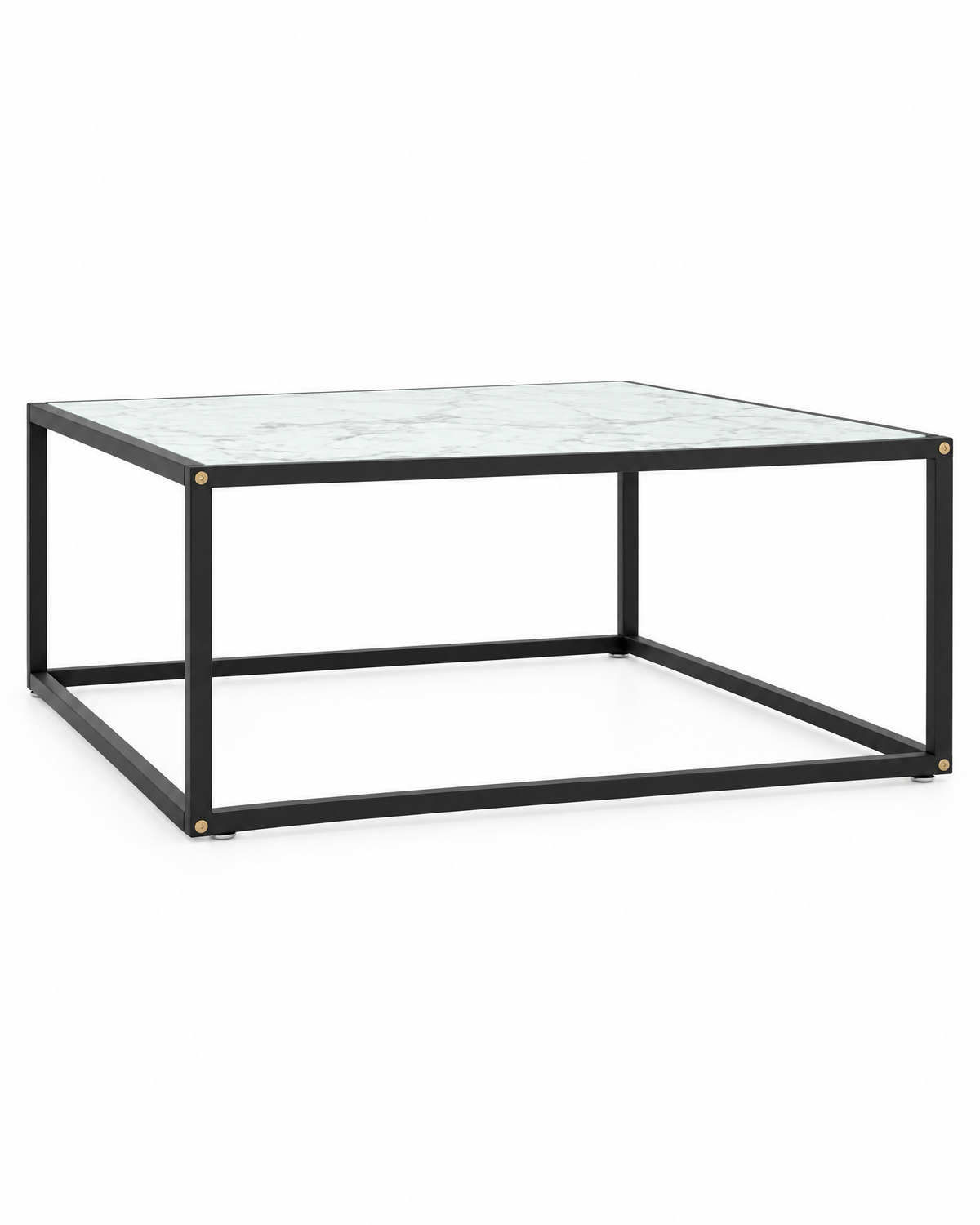 Table basse verre décor marbre blanc 80 - packshot