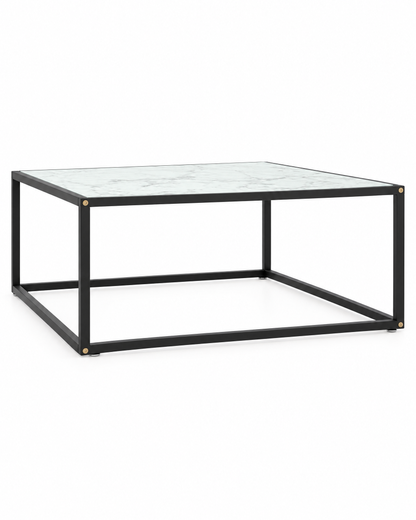 Table basse verre décor marbre blanc 80 - packshot