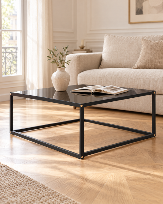 Table basse verre noir 80 - salon
