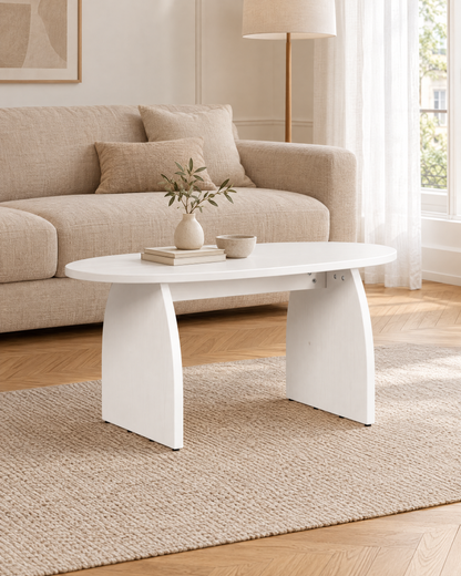 Table basse ovale pin 80 - plan large
