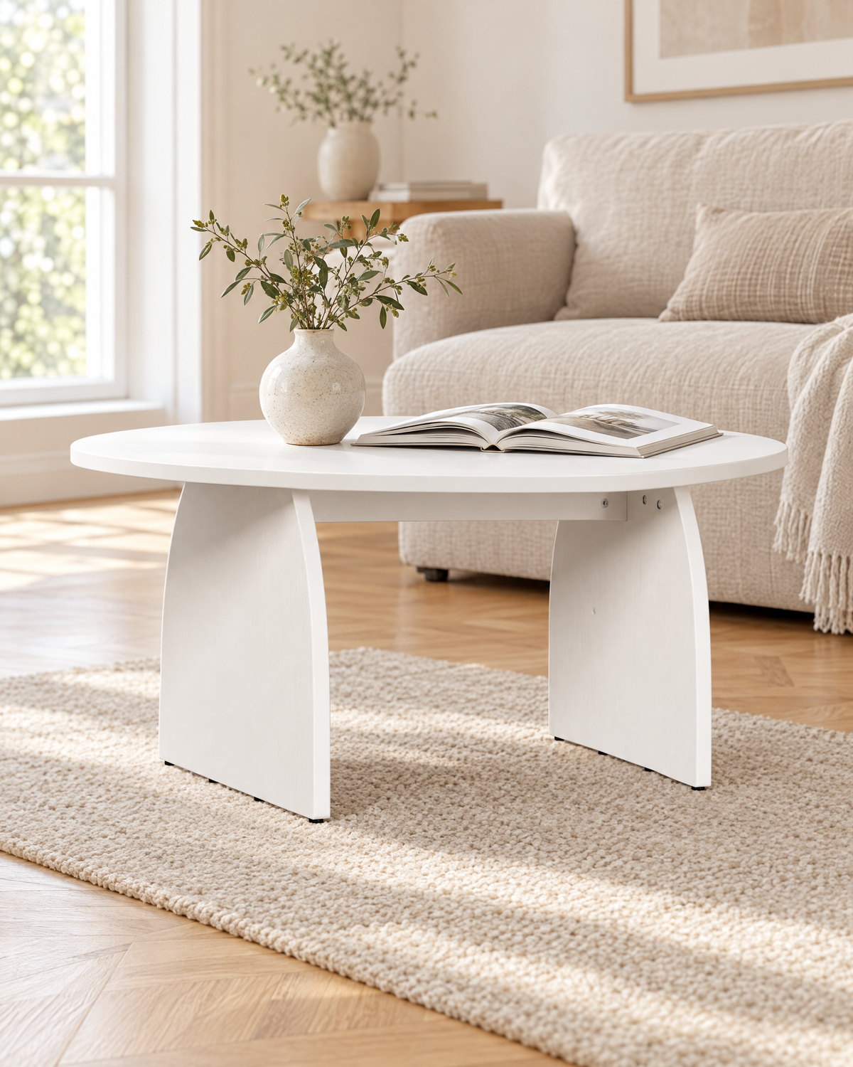 Table basse ovale pin 80 - salon