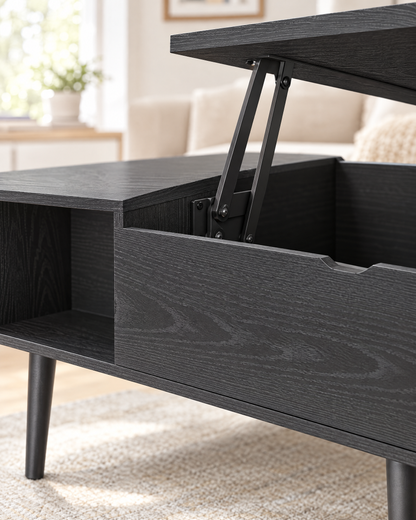 Table basse relevable frêne noir 100 - détail