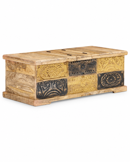 Table basse coffre sculptée manguier - packshot