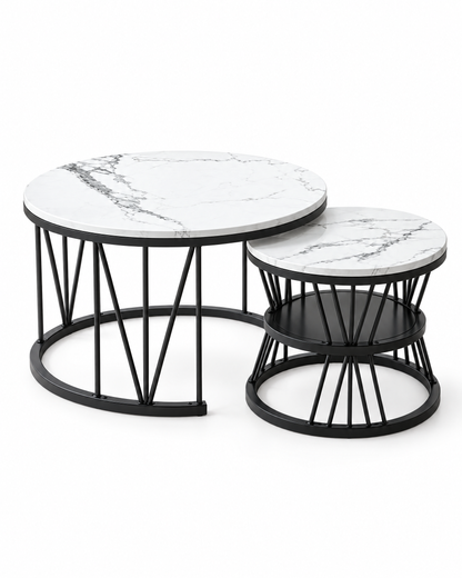 Gigognes rondes décor marbre blanc - packshot